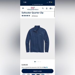 Men’s (Large) Vineyard Vines Quarter Zip Sweater